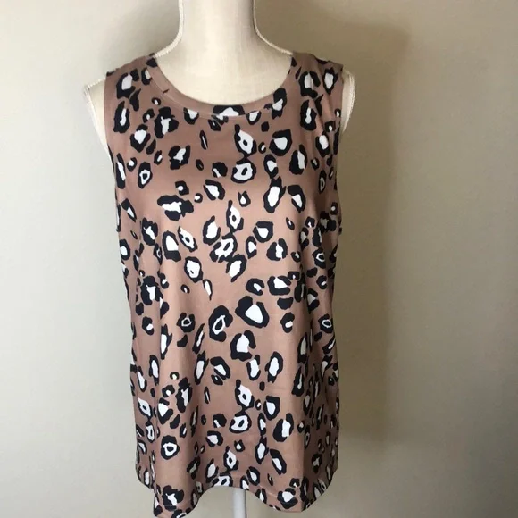 NWT pink black and white leopard print sleeveless tank top. - Picture 1 of 7